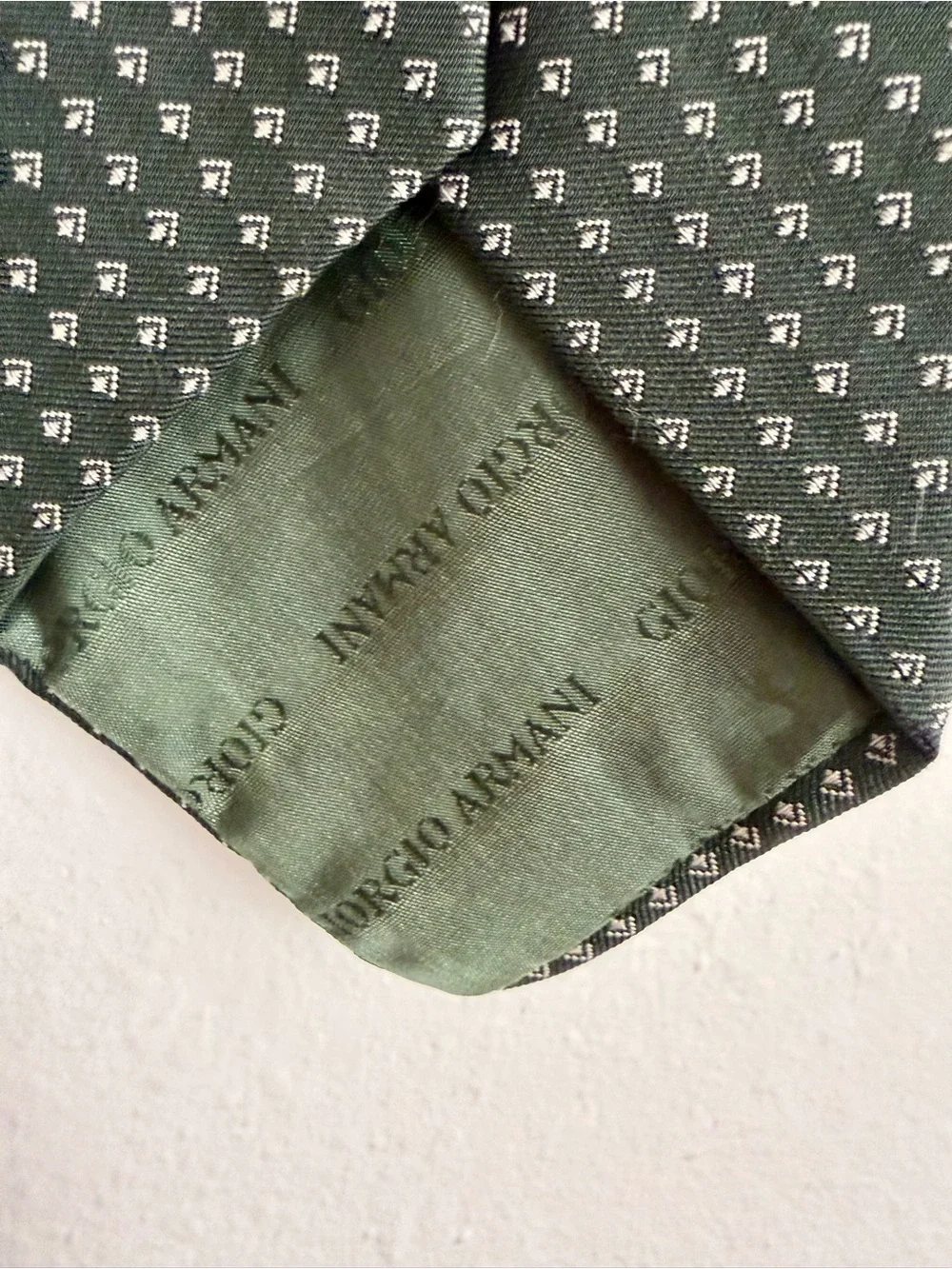 Giorgio Armani Dark Green Micro-Pattern Silk Tie